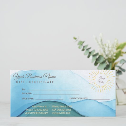 Schöne Abstrakte blaue Aquarellfarbe (Stehend Vorderseite)