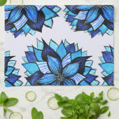 Schöne abstrakte blaue Blumen-Tinte, die Muster Handtuch (Gefaltet)