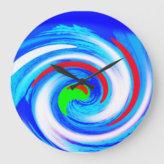 Schöne abstrakte blaue Kunst Große Wanduhr (Vorderseite)