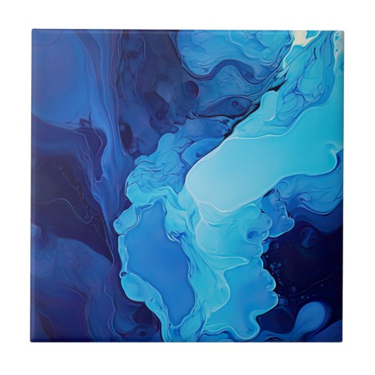 Schöne Abstrakte Blaue Moderne Kunst Fliese (Vorderseite)