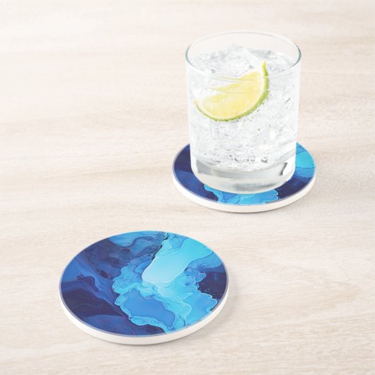 Schöne Abstrakte Blaue Moderne Kunst Getränkeuntersetzer (Seite)