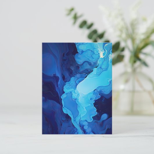 Schöne Abstrakte Blaue Moderne Kunst Postkarte (Stehend Vorderseite)