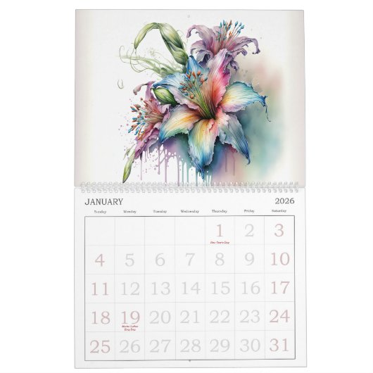 Schöne Abstrakte Blume Kalender (Jan 2026)