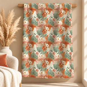 Schöne abstrakte Boho-Blumen Erdtöne Blanko-Decke Fleecedecke