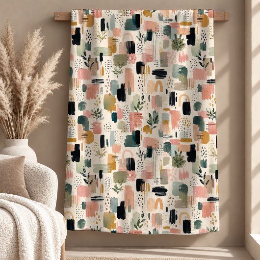 Schöne abstrakte Boho-Regenbogen-Blumen-Decke Fleecedecke