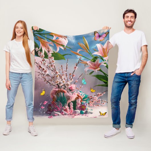 Schöne abstrakte florale Blumen #3 Fleecedecke (Beispiel)