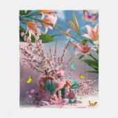 Schöne abstrakte florale Blumen #3 Fleecedecke (Vorderseite)