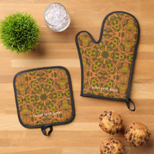 Schöne abstrakte Flüssig-Mandala-Kunst Ofenhandschuh & Topflappen-Set