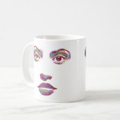 schöne abstrakte Frauen sehen sich Make-up Beauty Kaffeetasse (Vorderseite Links)