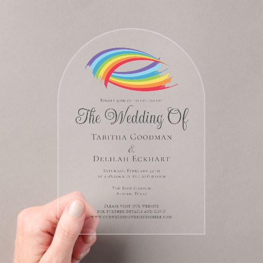 Schöne Abstrakte Hochzeit mit Rainbow Acryleinladungen (Insitu (Handheld))