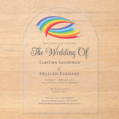 Schöne Abstrakte Hochzeit mit Rainbow Acryleinladungen (Vorderseite)