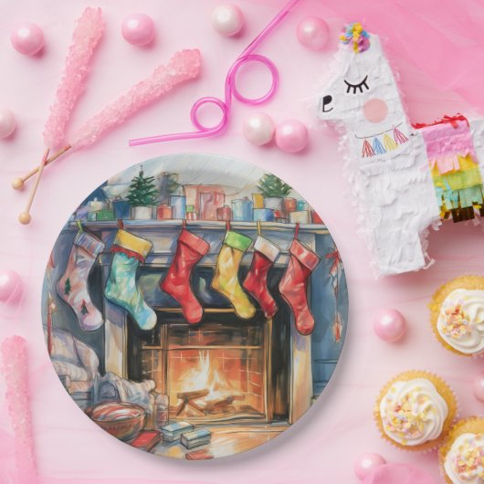 Schöne Abstrakte Kamin-Strumpf Pappteller (Party)