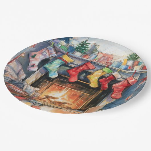 Schöne Abstrakte Kamin-Strumpf Pappteller (Schrägansicht)