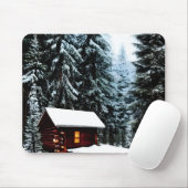 Schöne Abstrakte kleine Winterhütte Mousepad (Mit Mouse)