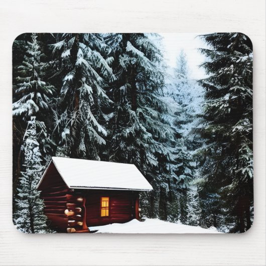 Schöne Abstrakte kleine Winterhütte Mousepad (Vorne)
