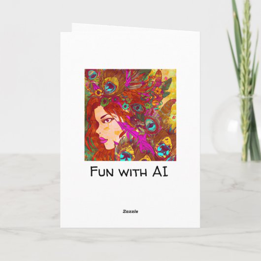 Schöne Abstrakte Kunst | Frauen mit Feathers Karte (Rückseite)