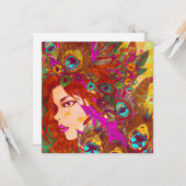Schöne Abstrakte Kunst | Frauen mit Feathers Karte (Vorderseite/Rückseite Beispiel)