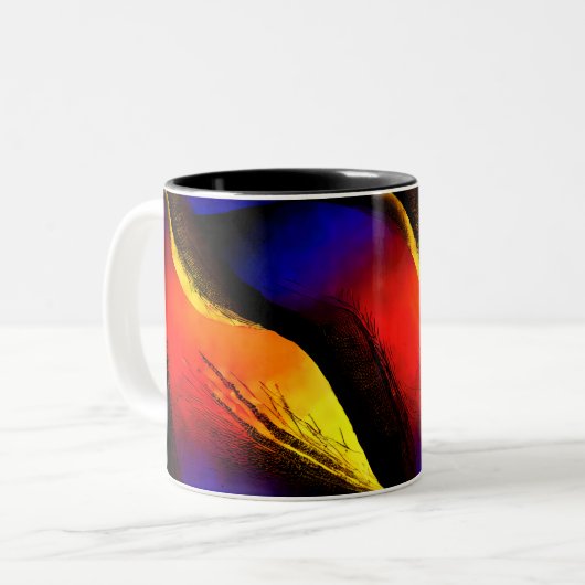 Schöne Abstrakte Kunst im Dunklen Hintergrund Zweifarbige Tasse (Vorderseite Links)