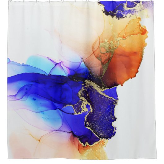 Schöne Abstrakte Kunst Indigo Duschvorhang (Vorderseite)