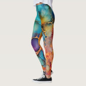 Schöne Abstrakte Rainbow Alcohol Tinte Liquid Art Leggings (Links)