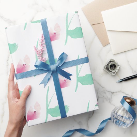Schöne abstrakte rosa Blumen Geschenkpapier (Schenken)