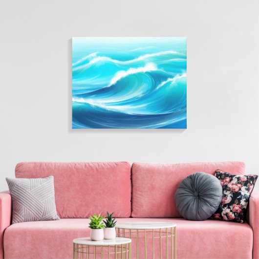 Schöne Abstrakte Soft Blue Ocean Splash Waves Leinwanddruck (Insitu (Wohnzimmer))