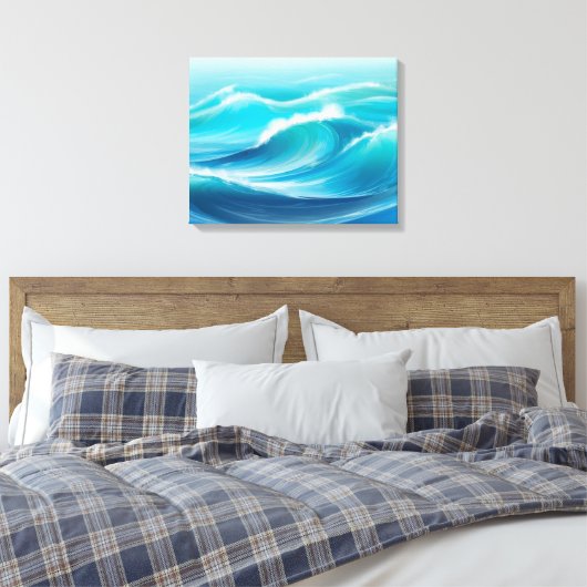 Schöne Abstrakte Soft Blue Ocean Splash Waves Leinwanddruck (Insitu (Schlafzimmer))