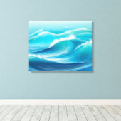 Schöne Abstrakte Soft Blue Ocean Splash Waves Leinwanddruck (Insitu (Holzboden))