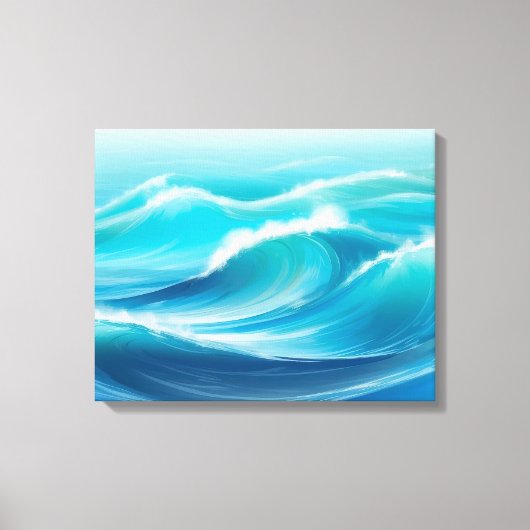 Schöne Abstrakte Soft Blue Ocean Splash Waves Leinwanddruck (Vorderseite)