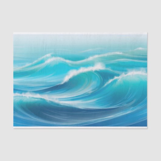Schöne Abstrakte Soft Blue Ocean Splash Waves Seidenpapier (Vorderseite)