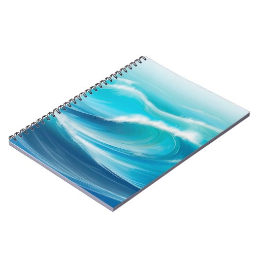 Schöne abstrakte Soft Blue Ocean Waves Splash Notizblock (Linke Seite)