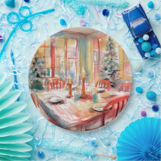 Schöne Abstrakte Weihnachtsabendstimmung Pappteller (Party)