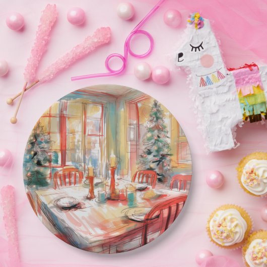 Schöne Abstrakte Weihnachtsabendstimmung Pappteller (Party)