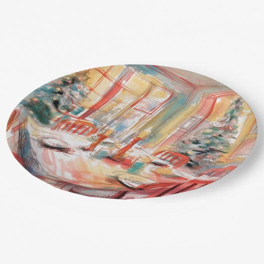 Schöne Abstrakte Weihnachtsabendstimmung Pappteller (Schrägansicht)