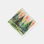 Schöne Abstrakte Weihnachtsbäume glühen Himmel Serviette (Ecke)