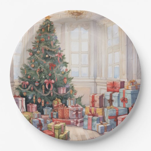 Schöne Abstrakte Weihnachtsbaumstapel Pappteller (Vorderseite)