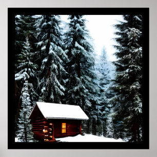 Schöne Abstrakte Winterhütte Poster