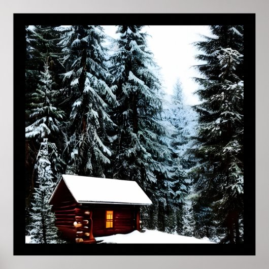 Schöne Abstrakte Winterhütte Poster (Vorne)