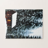 Schöne Abstrakte Winterhütte Puzzle (Horizontal)