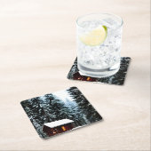 Schöne Abstrakte Winterhütte Rechteckiger Pappuntersetzer (Vor Ort)