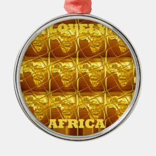 Schöne Afrika Afrika Karten Designs Kunst Farben.p Silbernes Ornament