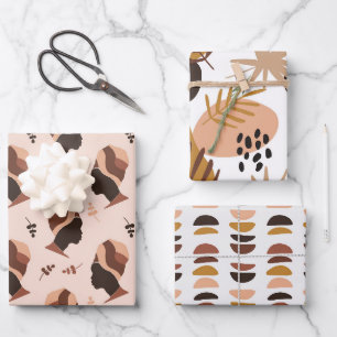 Schöne Afrikanerin Abstrakt-braune Muster Geschenkpapier Set