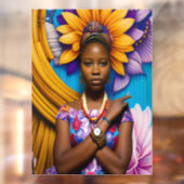 Schöne Afrikanerin mit Armbanduhr Fensteraufkleber (Blatt 2)