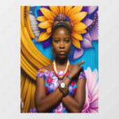 Schöne Afrikanerin mit Armbanduhr Fensteraufkleber (Blatt)