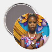 Schöne Afrikanerin mit Armbanduhr Magnet (Vorderseite/Rückseite)