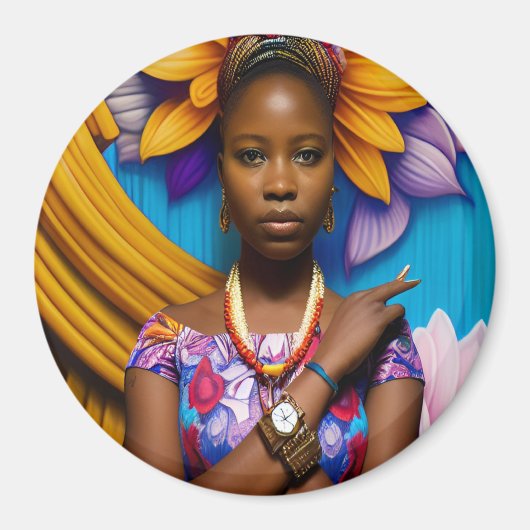 Schöne Afrikanerin mit Armbanduhr Magnet (Vorne)
