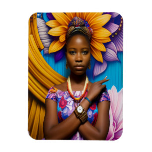 Schöne Afrikanerin mit Armbanduhr Magnet
