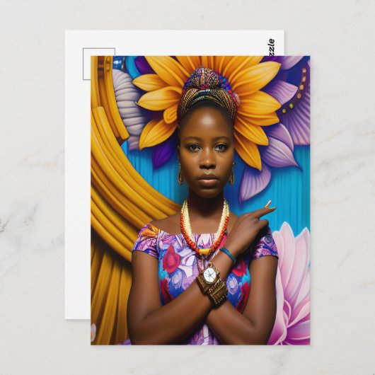 Schöne Afrikanerin mit Armbanduhr Postkarte (Vorne/Hinten)