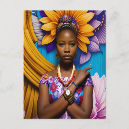 Schöne Afrikanerin mit Armbanduhr Postkarte (Vorderseite)