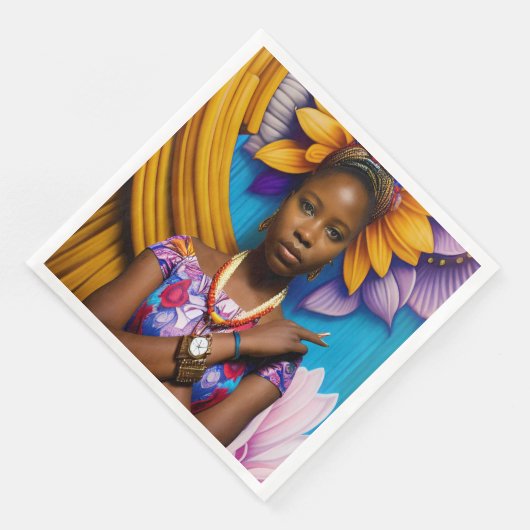 Schöne Afrikanerin mit Armbanduhr Serviette (Ecke)